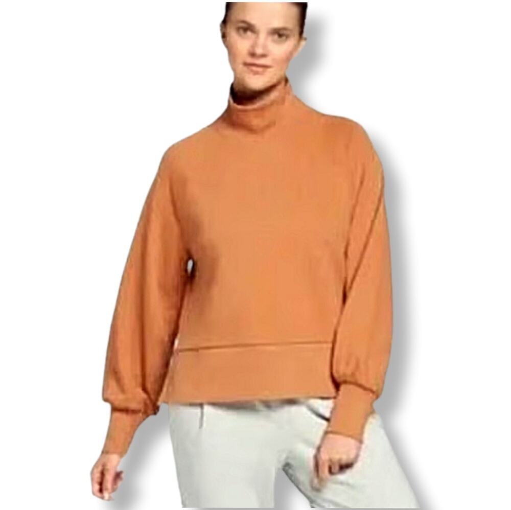 Calia C Underwood Mock Neck Pullover Top Lion XL Brown Cozy Neutral Oversize NEW
